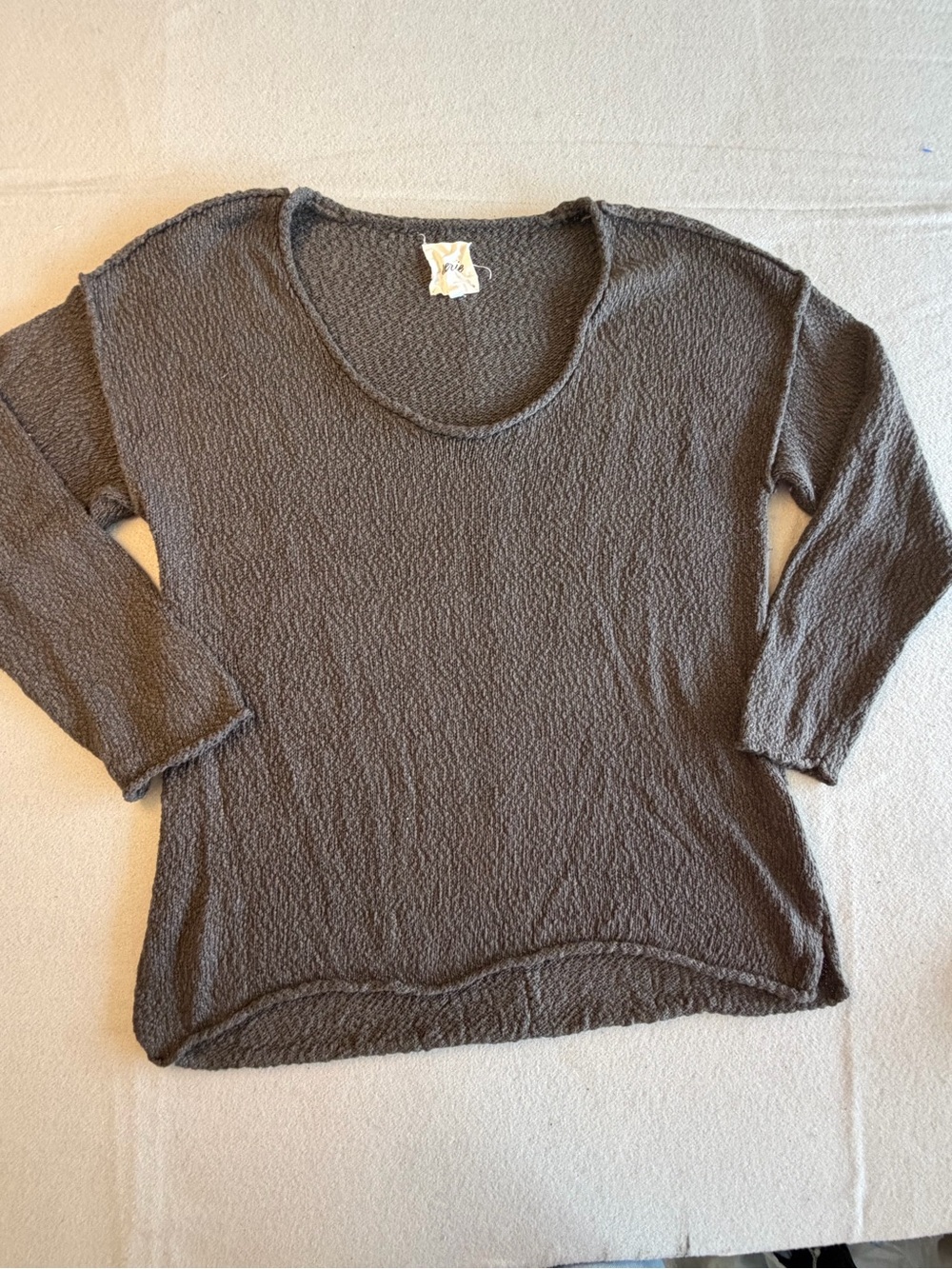 aerie Scoop-Neck Textured Long-Sleeve Sweater - Brown